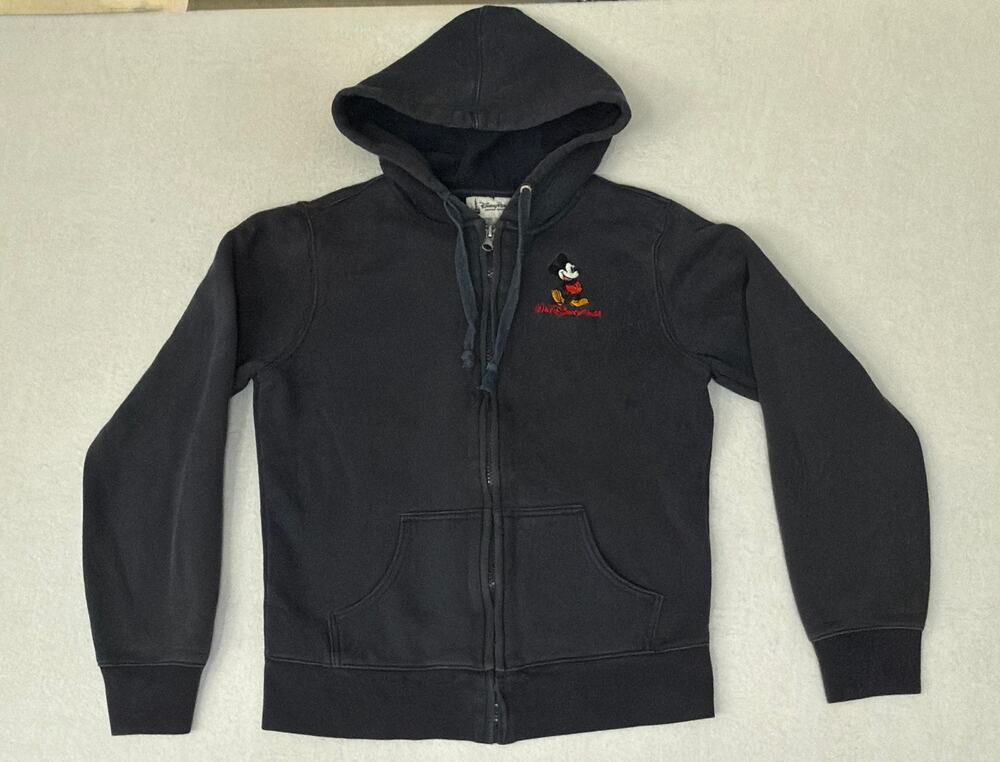 Disney Parks Mickey Mouse Walt Disney World Full Zip Hoodie Sweatshirt Black S